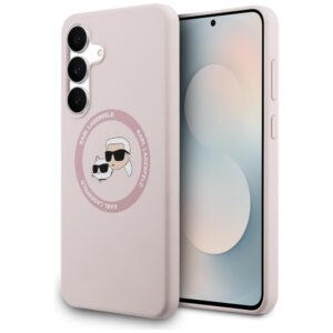 Karl Lagerfeld Silicone Karl & Choupette Heads MagSafe Case for Samsung Galaxy S25 FE - Pinkeng