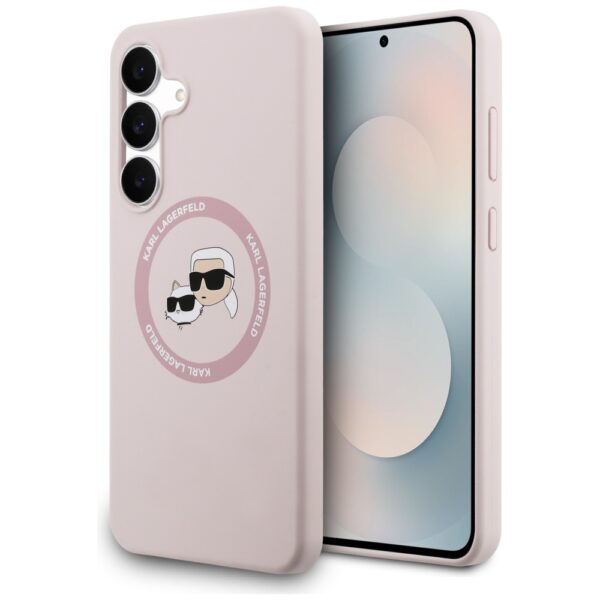 Karl Lagerfeld Silicone Karl & Choupette Heads MagSafe Case for Samsung Galaxy S25 FE - Pinkeng