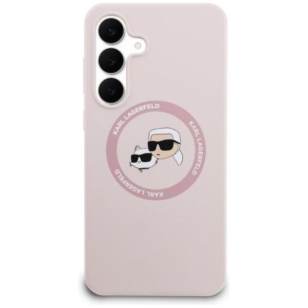 Karl Lagerfeld Silicone Karl & Choupette Heads MagSafe Case for Samsung Galaxy S25 FE - Pinkeng