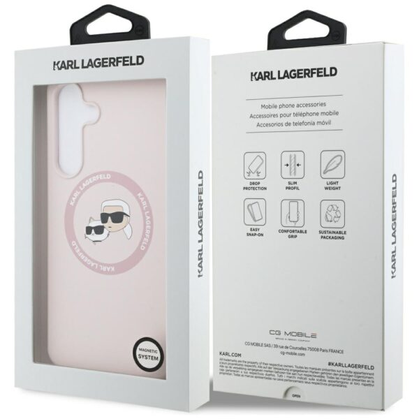 Karl Lagerfeld Silicone Karl & Choupette Heads MagSafe Case for Samsung Galaxy S25 FE - Pinkeng