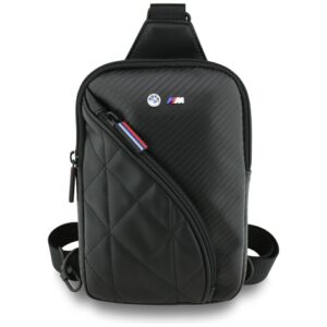 BMW Carbon Pocket & Metal Logo Crossbody Phone Bag - Blackeng