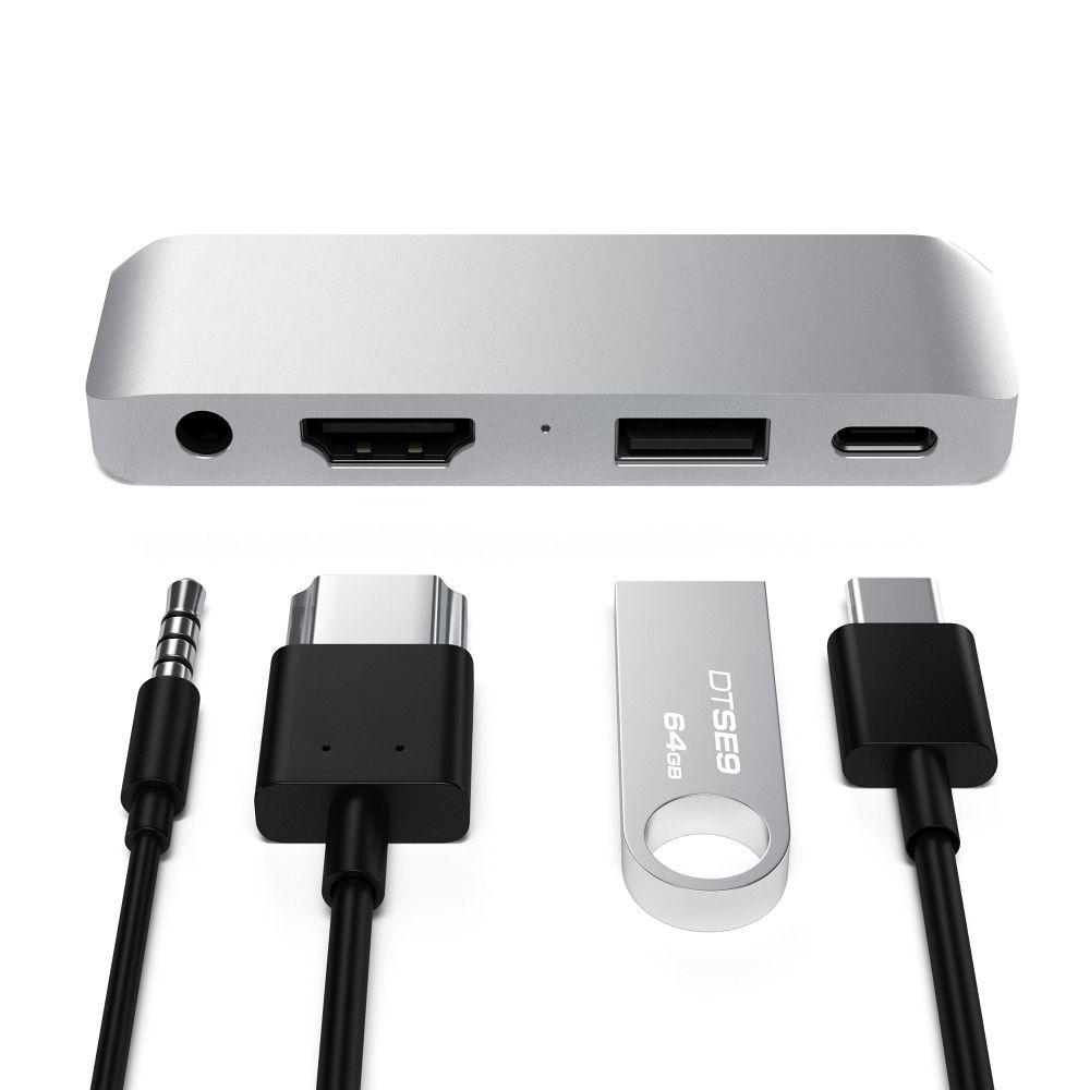 Adapter HUB 4in1 USB C Satechi Mobile Pro Hub ST-TCMPHS silver