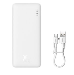 Baseus Airpow 20W 10000mAh Power Bank with USB-A - USB-C Cable - White
