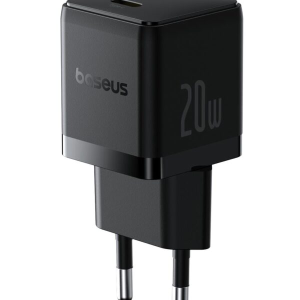 Baseus Palm Fast Charger Wall Charger 20W 1×USB-C Wall Charger + Cable Cluster Black