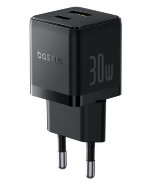 Baseus Palm Fast Charger Wall Charger 30W USB-C USB-A EU Cluster Black