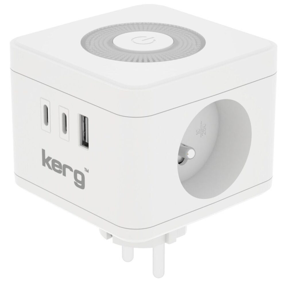 aae1c5e3df182b2a8238131d026cf79a KERG Smart 2-socket power cube + USB-A + USB-C charger + LED lamp 16A/250V~ white
