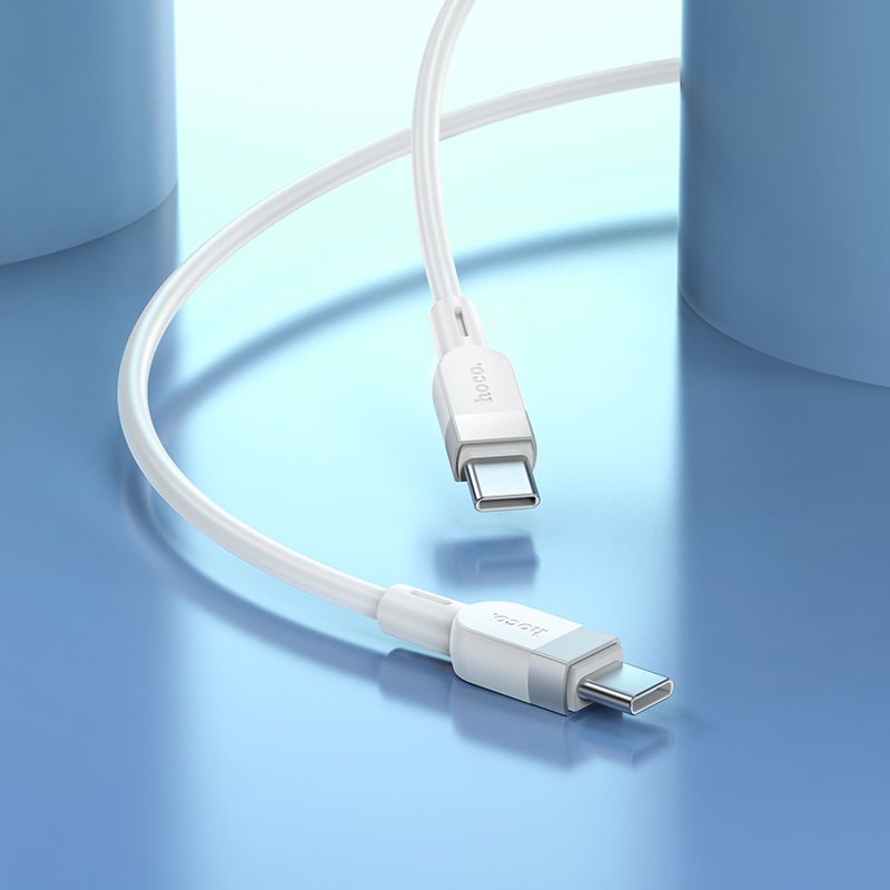 Silicone Cable USB C to USB C Hoco 3A 60W 1 m X109 white