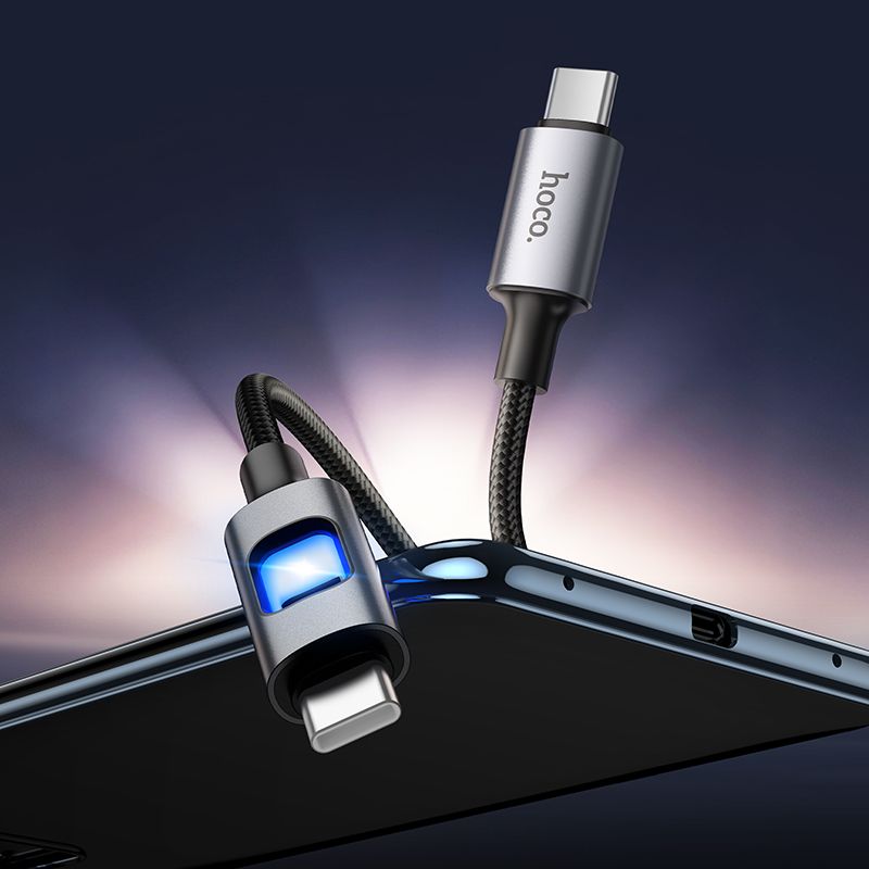 LED Cable USB C to USB C Hoco 3A 60W 1,2 m U144 black
