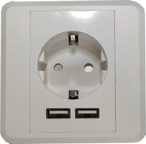 NG ΠΡΙΖΑ ΤΟΙΧΟΥ ME 2 USB PORTS, 2.4A, ΛΕΥΚΟ