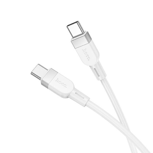 Silicone Cable USB C to USB C Hoco 3A 60W 1 m X109 white