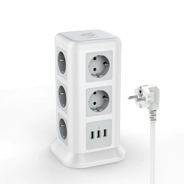 TESSAN TPS01 ΠΟΛΥΜΠΡΙΖΟ ΔΑΠΕΔΟΥ 11 ΘΕΣΕΩΝ, 3 USB, ΓΚΡΙ/ΛΕΥΚΟ