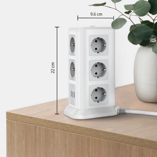 TESSAN TPS01 ΠΟΛΥΜΠΡΙΖΟ ΔΑΠΕΔΟΥ 11 ΘΕΣΕΩΝ, 3 USB, ΓΚΡΙ/ΛΕΥΚΟ