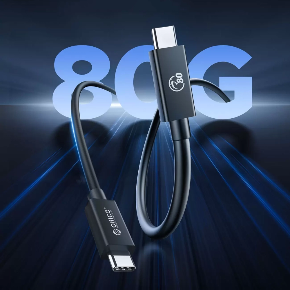 Orico USB4 Thunderbolt5 Cable 80Gbps 240W USB-C to USB-C 1m - Blackeng