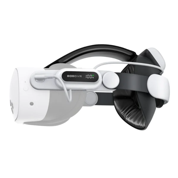 BoboVR E3 Pro Head Strap with Battery for Meta Quest 3 and 3S - White and Blackeng