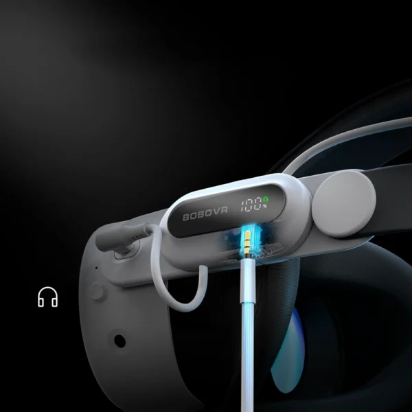 BoboVR E3 Pro Head Strap with Battery for Meta Quest 3 and 3S - White and Blackeng