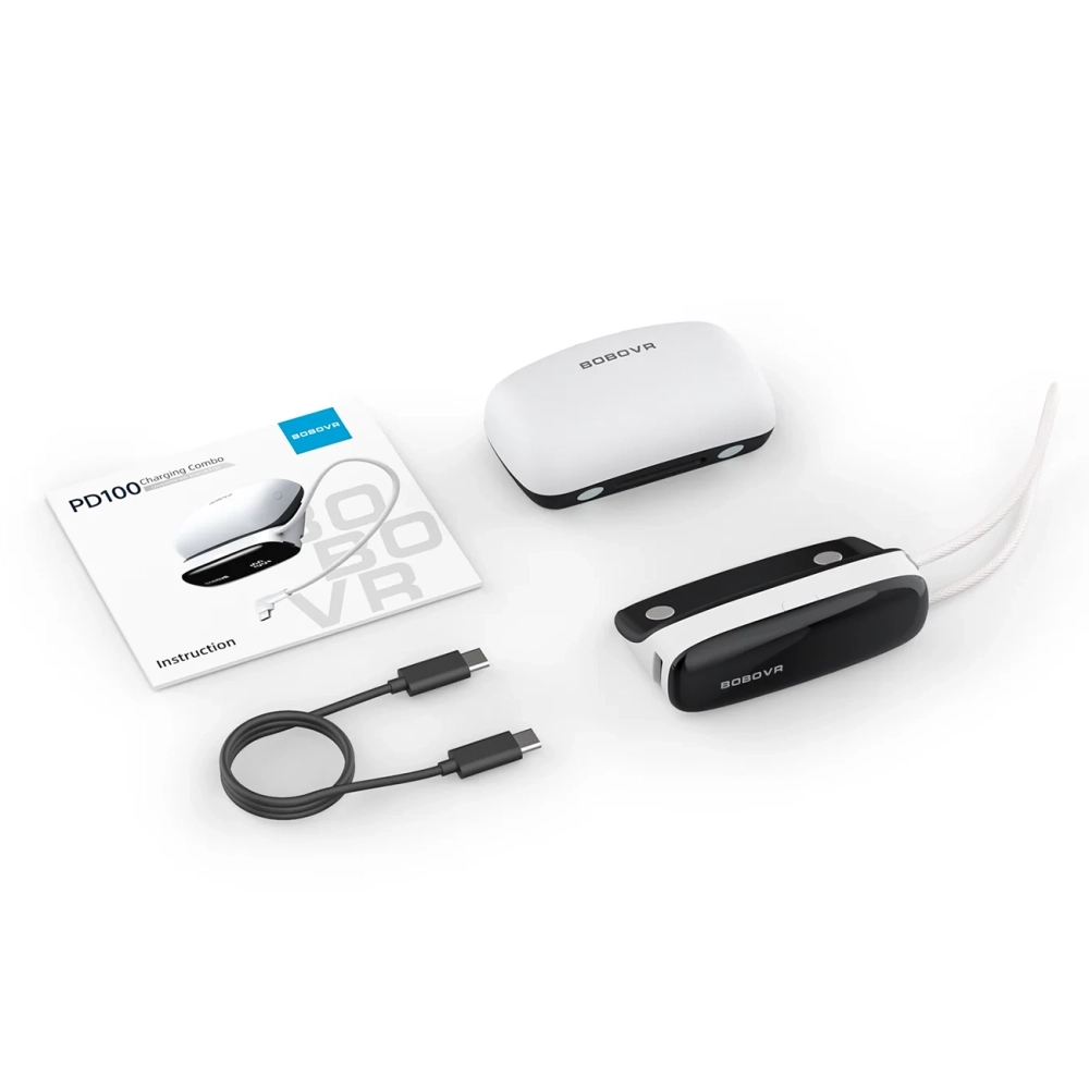 2-in-1 Docking Station and Power Bank for B100 BoboVR PD100 Combo Battery - Whiteeng