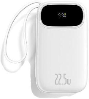 32005 BASEUS ENERFILL FC31, POWERBANK, 10000MAh, ΜΕ 2 ΚΑΛΩΔΙΑ TYPE-C, 22.5W, ΜΕ ΨΗΦΙΑΚΗ ΟΘΟΝΗ, ΛΕΥΚΟ