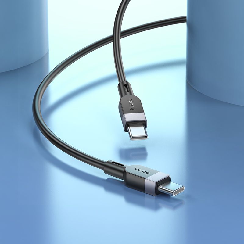 Silicone Cable USB C to USB C Hoco 3A 60W 2 m X109 black