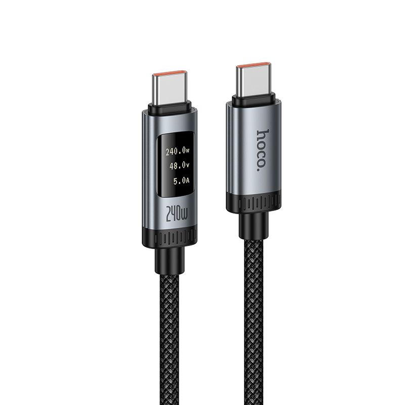 Data Cable with digital display USB C to USB C Hoco PD 6A 240W 1,2 m U148 black
