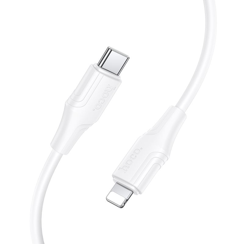 Silicone Cable USB C to Lightning Hoco 27W 1 m X124 white