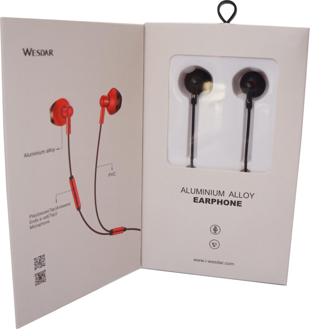 WESDAR R25 IN-EAR HEADPHONES, ΜΑΥΡΟ