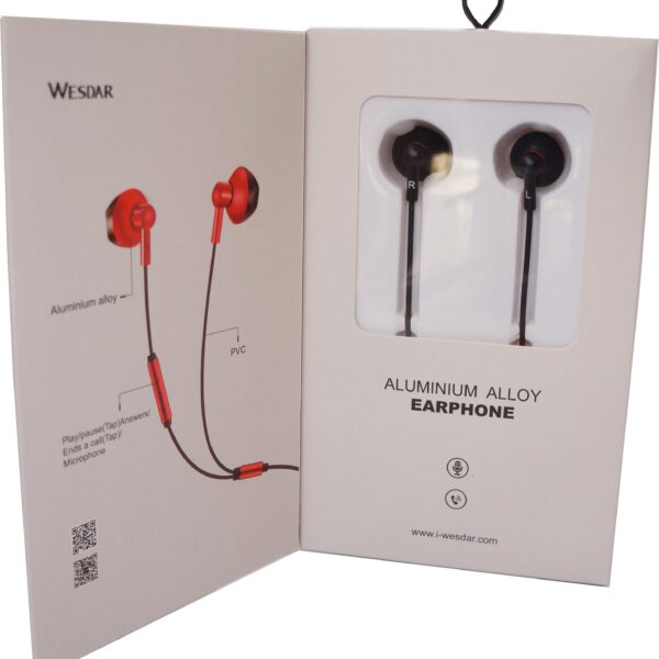 WESDAR R25 IN-EAR HEADPHONES, ΜΑΥΡΟ