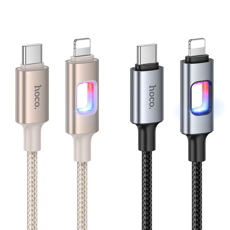 LED Cable USB C to Lightning Hoco PD 27W 1,2 m U144 black