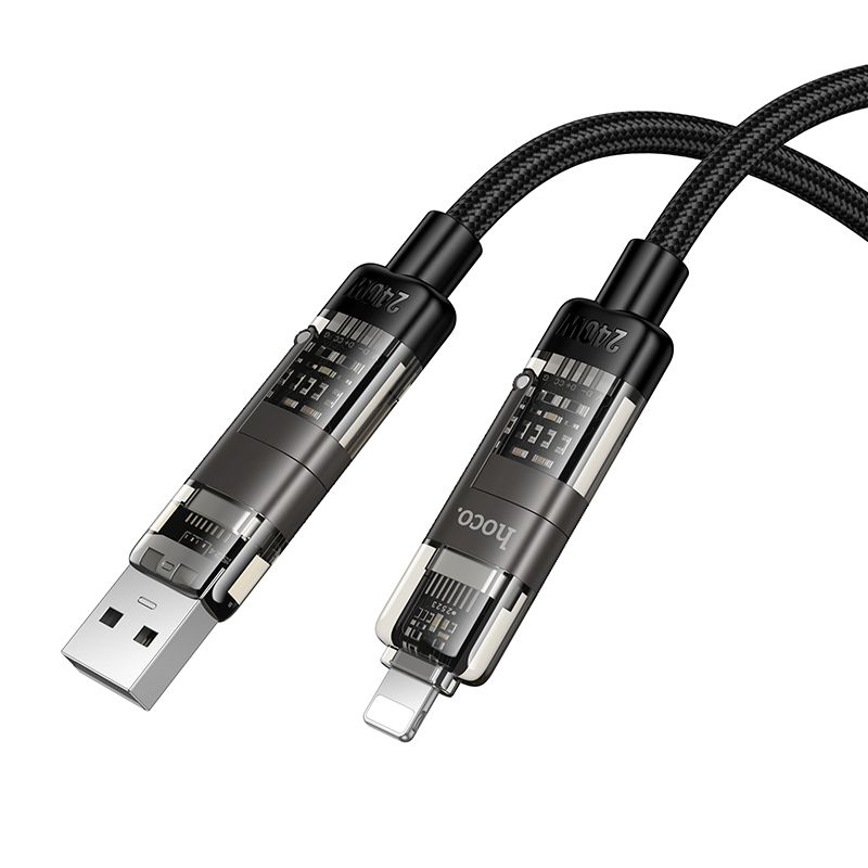 Cable 4in1 USB A/C to USB C/Lightning Hoco 240W 1,2 m U151 black