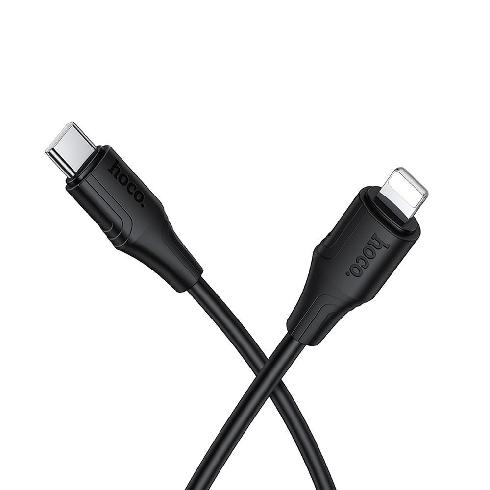 Silicone Cable USB C to Lightning Hoco 27W 1 m X124 black