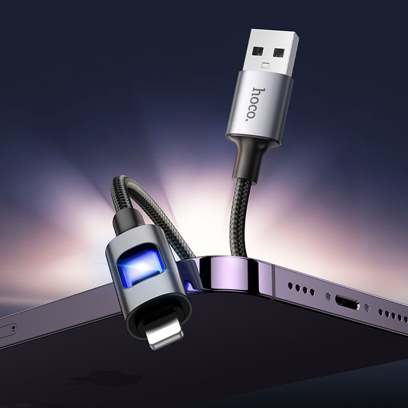 LED Cable USB A to Lightning Hoco 2,4A 1,2 m U144 black