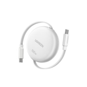 Καλώδιο Φόρτισης UGREEN L531 95673 USB-C σε USB-C PD 100W 1m, Επαναφερόμενο Λευκό